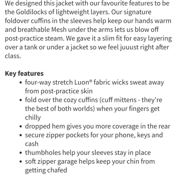 Lululemon Forme Jacket *Cuffins - Picture 16 of 16